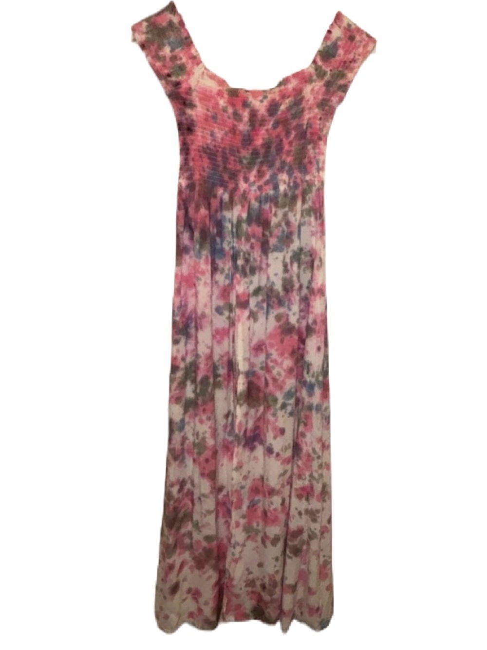 Area Stars Kaia Pink White Tie Dye Flowy Midi Smocked Women's Dress Size small